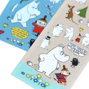 Moomin Character Sticker Sheet - White & Blue Designs
